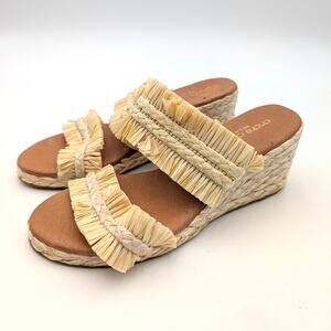 Andre Assous Nori Espadrille Wedge Sandal Women's Natural Raffia Size US5.5 EU36